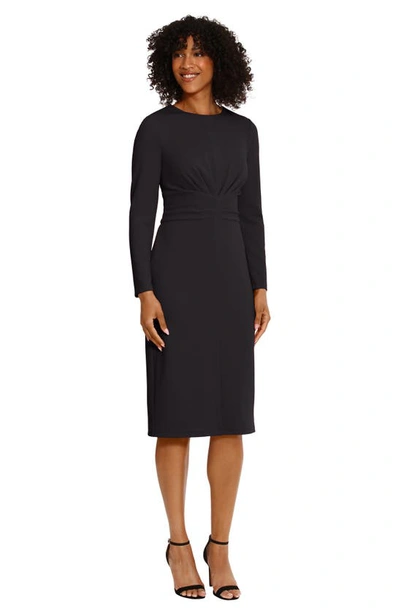Maggy London Gathered Empire Waist Long Sleeve Dress In Black