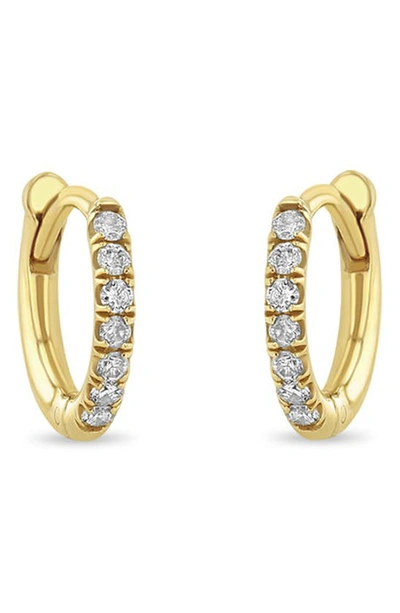 Shop Zoë Chicco Small Diamond Pavé Huggie Earrings In 14k Yellow Gold