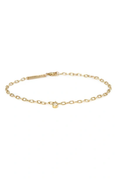 Shop Zoë Chicco Diamond Charm Oval Link Chain Bracelet In 14k Yellow Gold