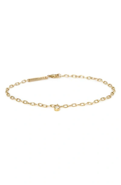 Zoë Chicco 14k Yellow Gold Diamond Dangle Oval Link Bracelet In 14k Yellow Gold