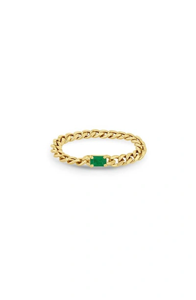 Shop Zoë Chicco 14k Gold Chain Emerald Ring In 14k Yellow Gold