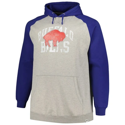 Shop Profile Heather Gray/royal Buffalo Bills Big & Tall Favorite Arch Throwback Raglan Pullover Hoodie