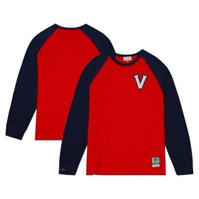 Shop Mitchell & Ness Orange Virginia Cavaliers Legendary Slub Raglan Long Sleeve T-shirt In Red