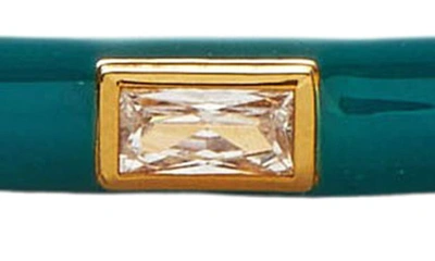 Shop Missoma Cubic Zirconia Enamel Cuff Bracelet In Teal/ Gold