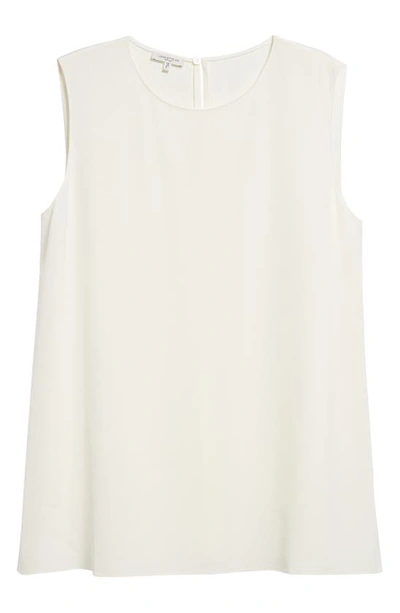 Shop Lafayette 148 Adela Sleeveless Stretch Silk Blouse In Cloud