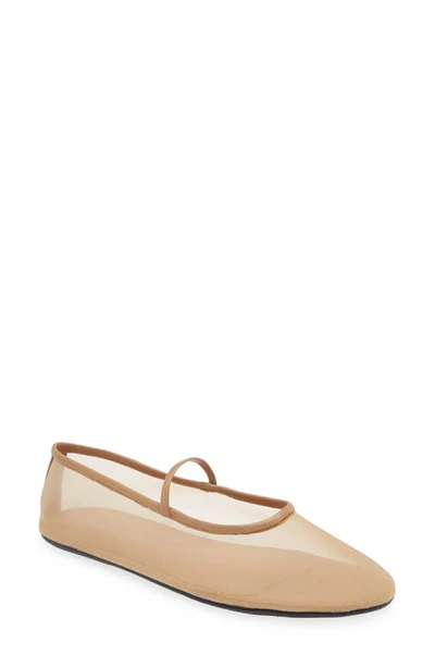 Shop Jeffrey Campbell Mesh Mary Jane Flat In Natural