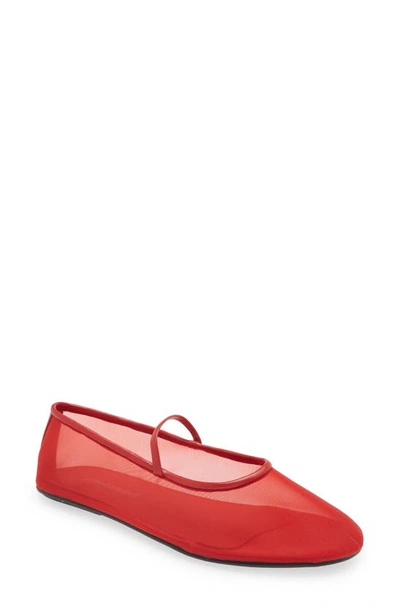 Shop Jeffrey Campbell Mesh Mary Jane Flat In Red