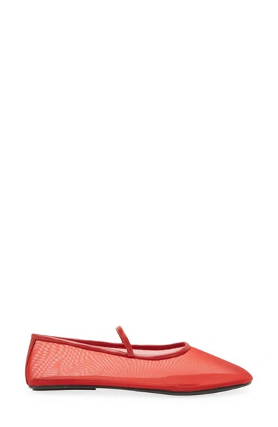 Shop Jeffrey Campbell Mesh Mary Jane Flat In Red