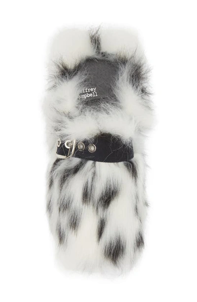 Shop Jeffrey Campbell Rlxathome Faux Fur Slipper In Black White