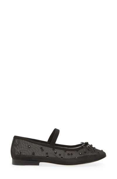 Shop Jeffrey Campbell Releve Crystal Embellished Mary Jane Flat In Black Mesh Clear Combo