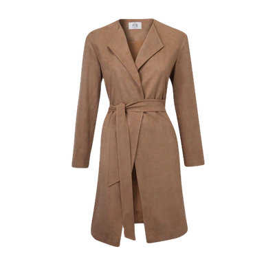 Shop Marei 1998 Verbena Faux Suede Robe Jacket In Brown