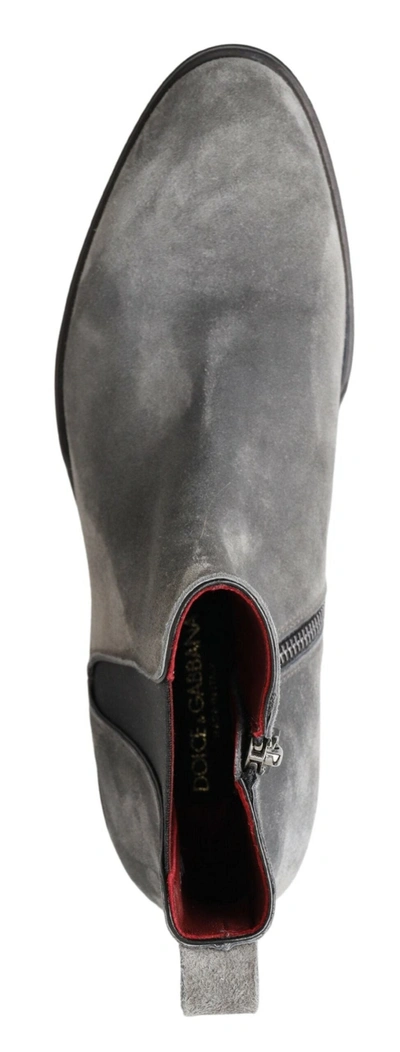 Shop Dolce & Gabbana Gray Leather Men Ankle Boots Men's Shoes