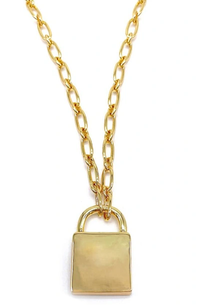 Shop Adornia Padlock Pendant Necklace In Gold