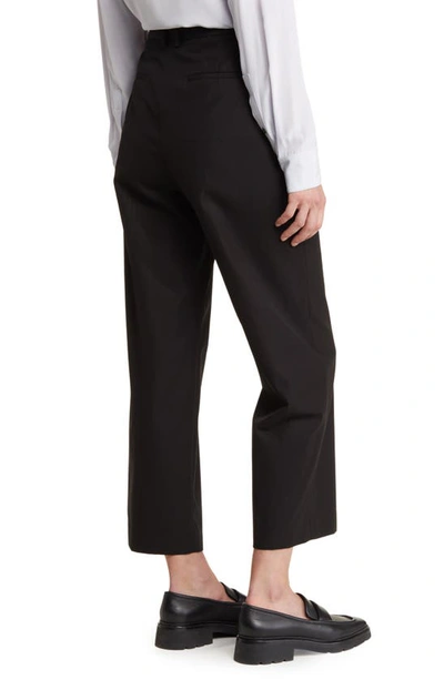 Shop Theory High Waist Straight Leg Cotton Trousers In Black - 001