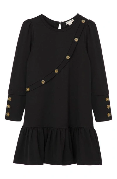 Shop Habitual Kids' Button Long Sleeve A-line Dress In Black