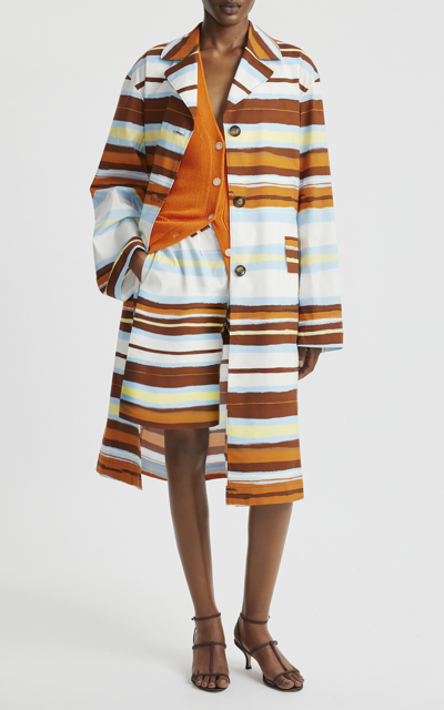 Emilia Wickstead Amaia Cotton-blend Trench Coat In Stripe