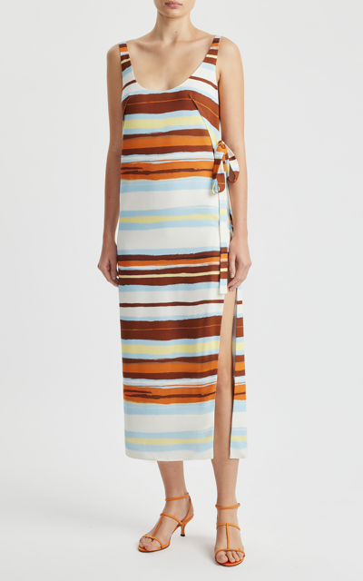 Shop Emilia Wickstead Birna High-cut Midi Dress In Stripe