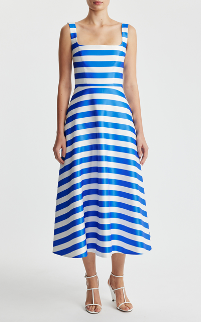 Shop Emilia Wickstead Shilo Twill Midi Dress In Stripe