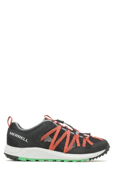 Shop Merrell Wildwood Aerosport Trail Running Shoe In Black/ Tangerine