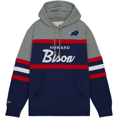Shop Mitchell & Ness Navy Howard Bison Head Coach Pullover Hoodie