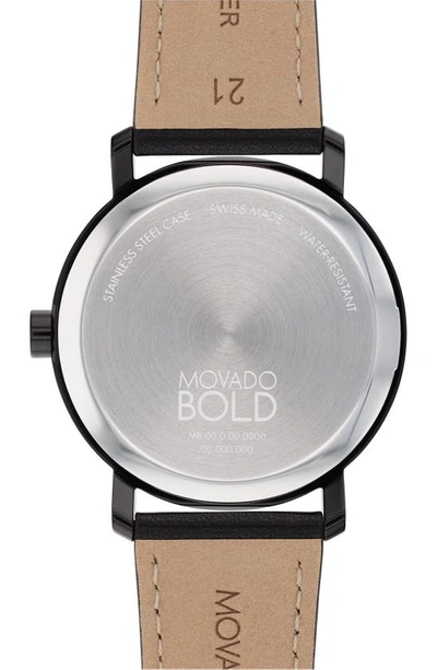 Movado Bold Evolution Quartz Black Dial Leather Strap Men's Watch 3601123 In Black