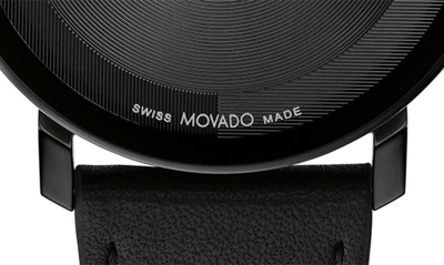 Movado Bold Evolution Quartz Black Dial Leather Strap Men's Watch 3601123 In Black