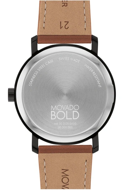 Shop Movado Bold Evolution 2.0 Leather Strap Watch, 40mm In Black