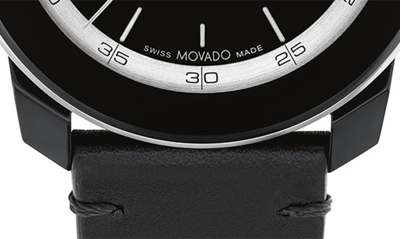 Shop Movado Bold Tr90 Leather Strap Watch, 42mm In Black