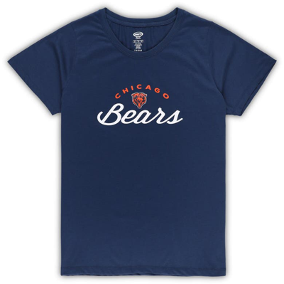 Concepts Sport Women's  Navy Chicago Bears Plus Size Badge T-shirt And Flannel Pants Sleep Set In Navy