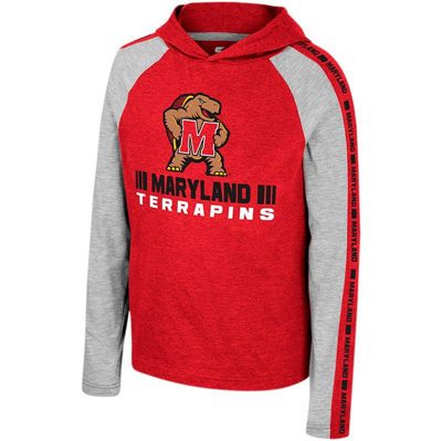 Shop Colosseum Youth  Red Maryland Terrapins Ned Raglan Long Sleeve Hooded T-shirt