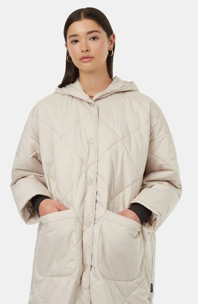 Shop Tentree Quilted Hooded Coat In Pale Oak