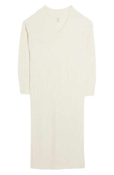 Shop River Island Dawn Long Sleeve Rib Maxi Sweater Dress In Cream