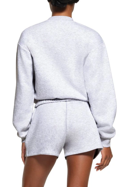 Shop Skims Cotton Blend Fleece Classic Crew Sweatshirt In Light Heather Gray
