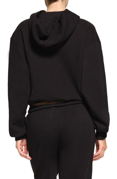 Skims Black Cotton Fleece Classic Hoodie In Onyx
