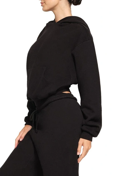 Skims Black Cotton Fleece Classic Hoodie In Onyx
