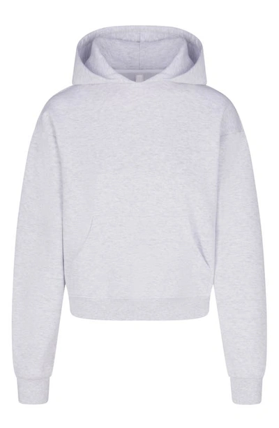 Shop Skims Cotton Blend Fleece Classic Pullover Hoodie In Light Heather Gray