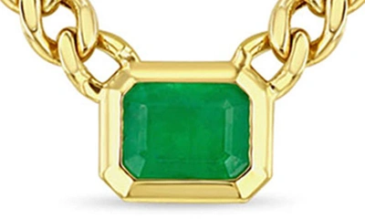 Shop Zoë Chicco 14k Gold Emerald Pendant Necklace In 14k Yellow Gold