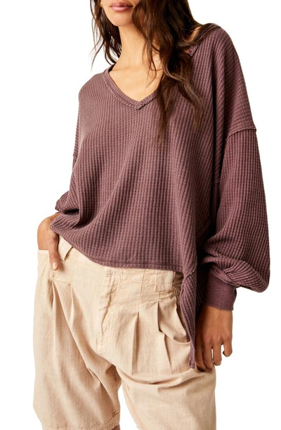 Shop Free People Coraline Balloon Sleeve Thermal Top In Chocolate