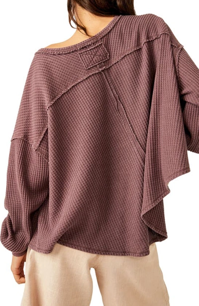 Shop Free People Coraline Balloon Sleeve Thermal Top In Chocolate
