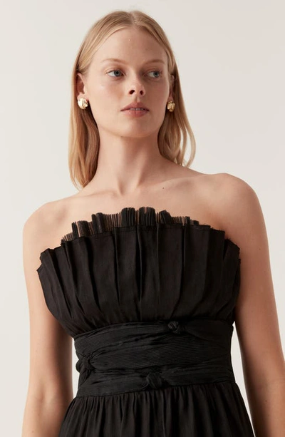 Shop Aje Whisper Knot Waist Linen Blend Midi Dress In Black