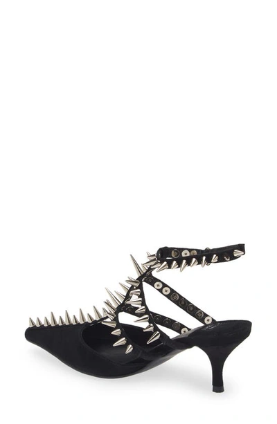 Shop Jeffrey Campbell Step-on-it Pointed Toe Pump In Black Suede Silver