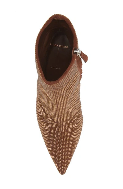 Shop Black Suede Studio Dahlia Crystal Embellished Pointed Toe Boot In Mocha
