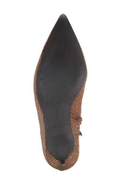 Shop Black Suede Studio Dahlia Crystal Embellished Pointed Toe Boot In Mocha