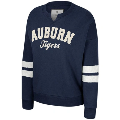 Shop Colosseum Navy Auburn Tigers Perfect Date Notch Neck Pullover Sweatshirt
