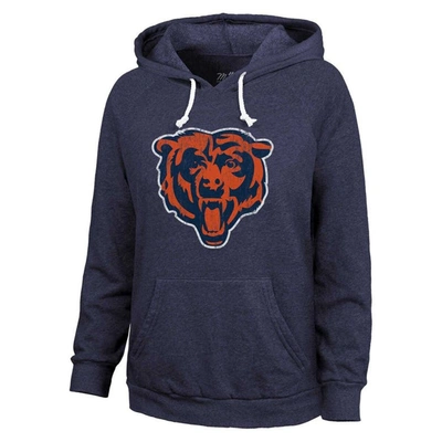 Shop Majestic Threads Justin Fields  Navy Chicago Bears Name & Number Tri-blend Pullover Hoodie