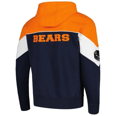 Shop Starter Navy/orange Chicago Bears Running Back Full-zip Hoodie