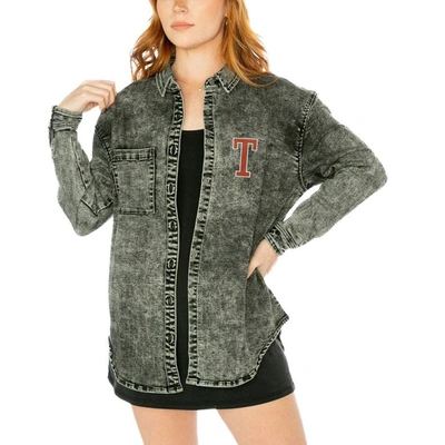 Shop Gameday Couture Charcoal Texas Longhorns Multi-hit Tri-blend Oversized Button-up Denim Jacket