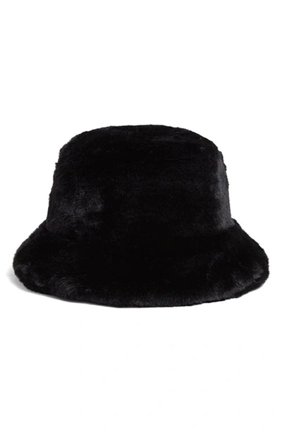 Shop Apparis Kids' Faux Fur Bucket Hat In Noir