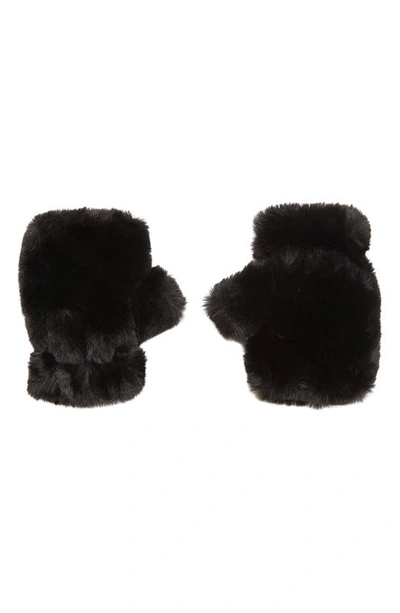 Shop Apparis Kids' Ariel Pluche™ Faux Fur Fingerless Gloves In Noir