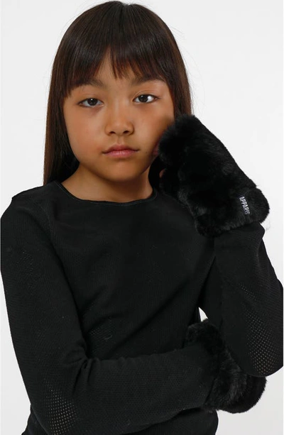 Shop Apparis Kids' Ariel Pluche™ Faux Fur Fingerless Gloves In Noir